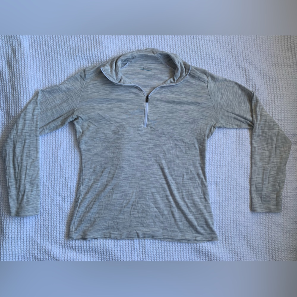 ☁️Columbia Women’s Quarter Zip Gray White Heather Long Sleeve Top - Size Large - Picture 6 of 13